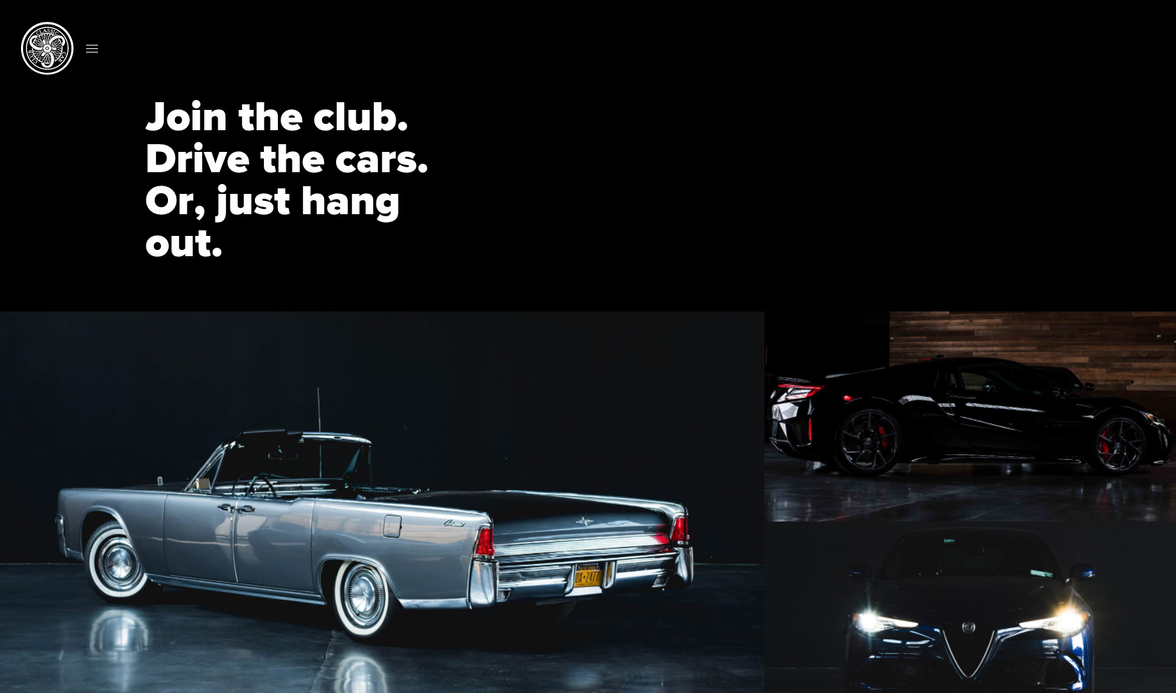 Desktop layout of fleet page on Classic Car Club’s website