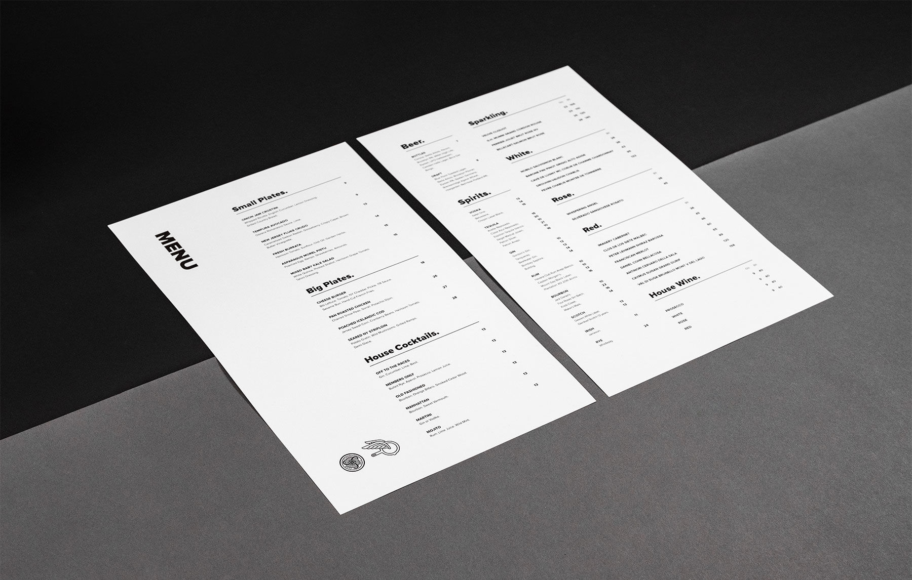 Front and back of menu design