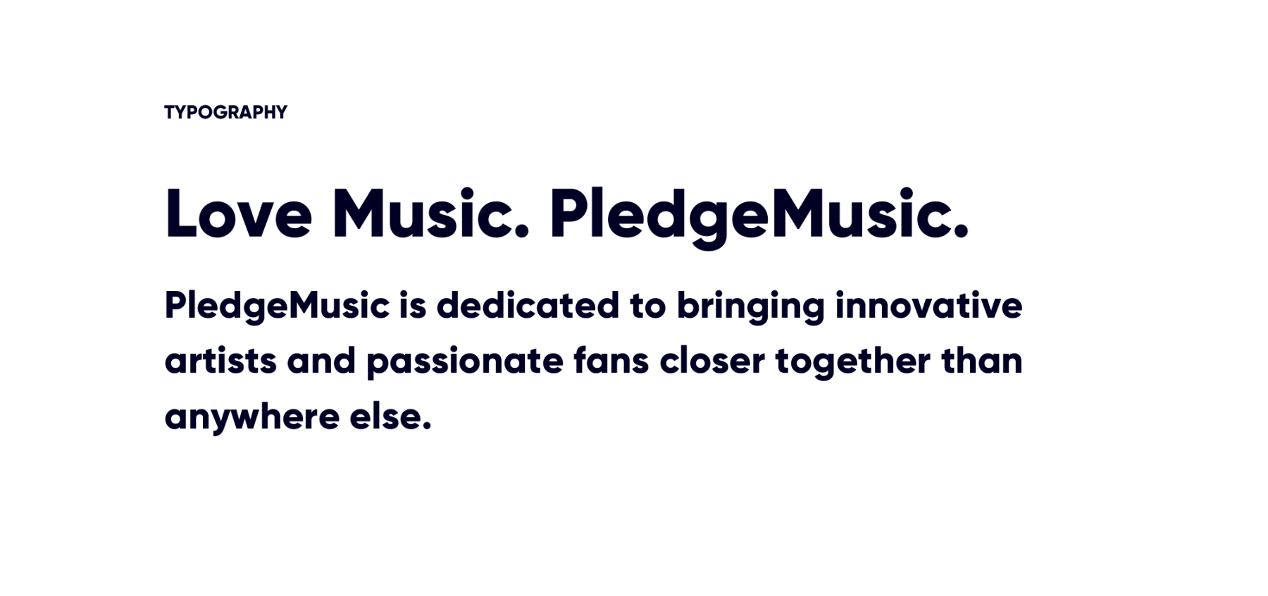 PledgeMusic typography styles