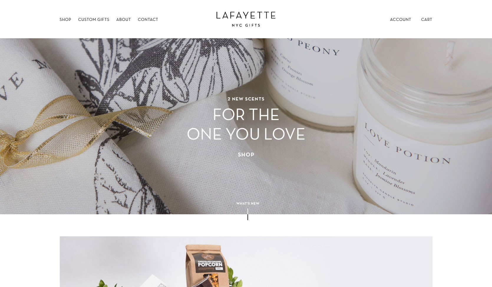 A desktop screenshot from the top of the Lafayette Gifts homepage