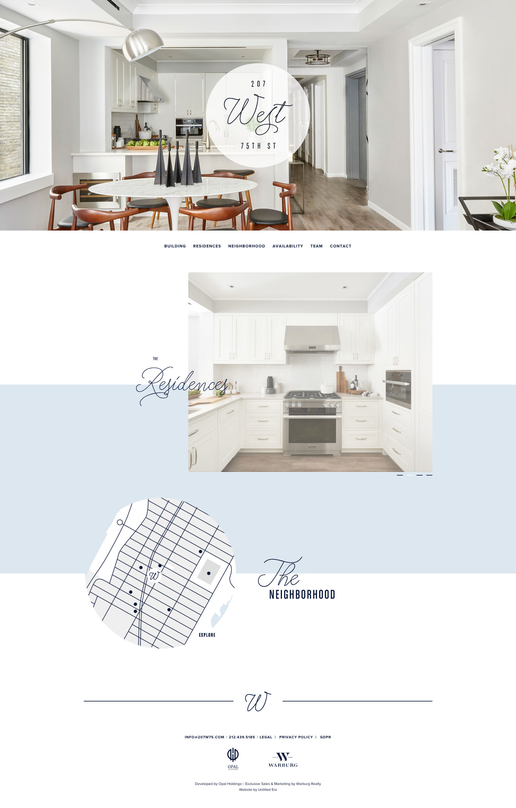 Desktop layout of 207 West 75th Street’s home page