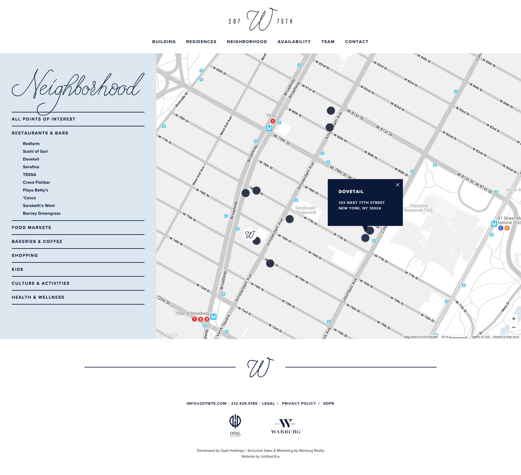 Desktop layout of 207 West 75th Street’s neighborhood page