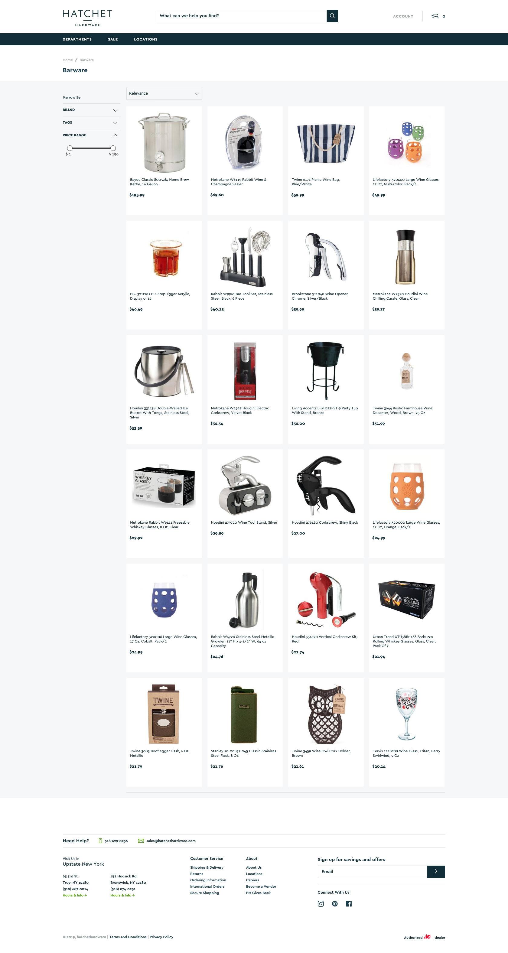 A screenshot of a product collection page from Hatchet Hardware for desktop