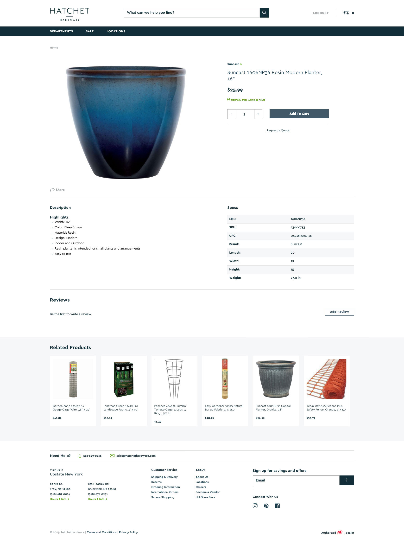 A screenshot of a product page from Hatchet Hardware for desktop