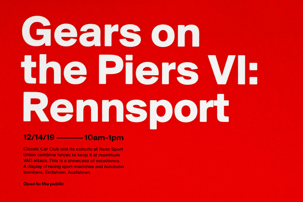 A closeup photograph of the silk screened poster for Gears on the Pier 6: Rennsport
