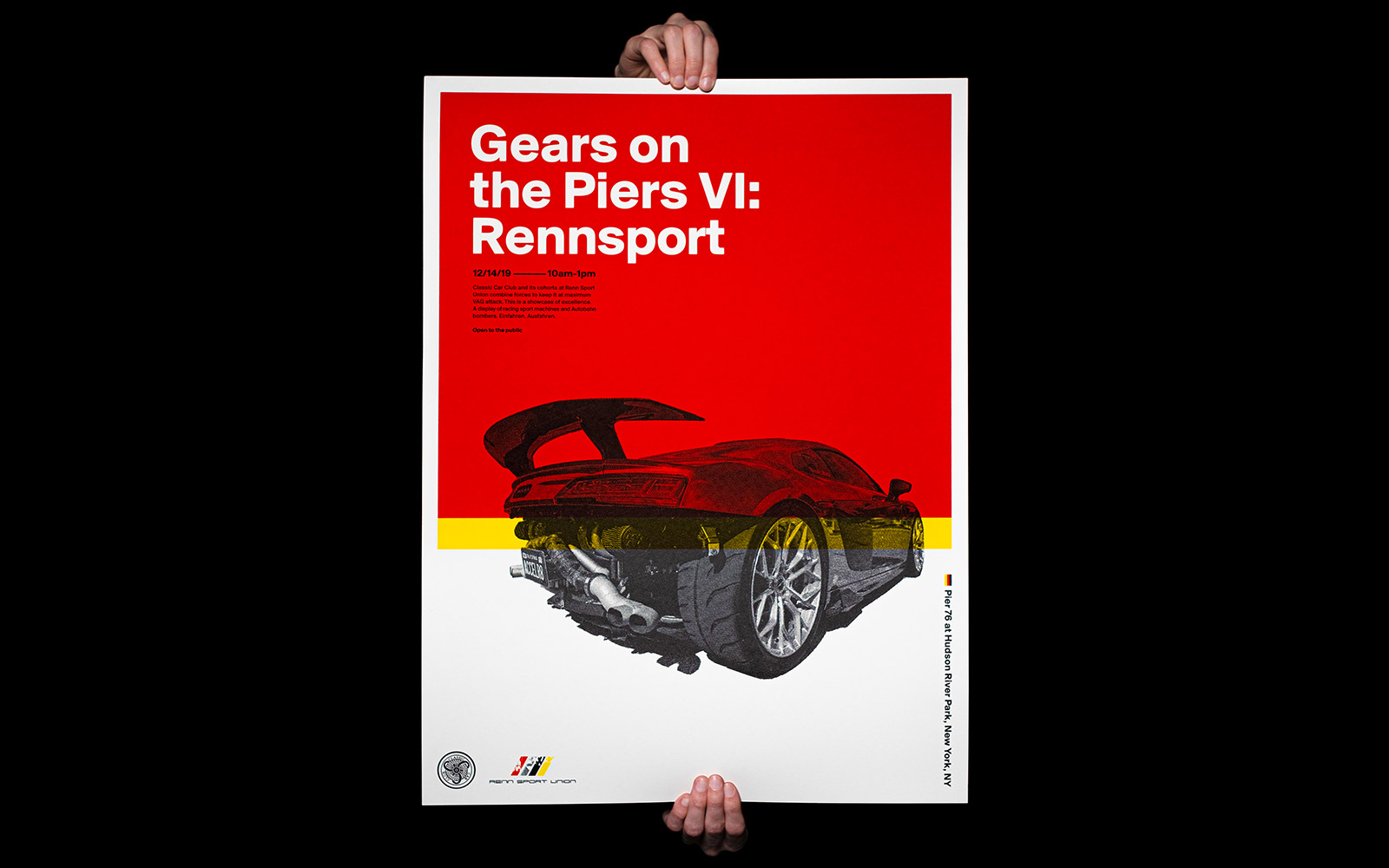 A photograph of the silk screened poster for Gears on the Pier 6: Rennsport