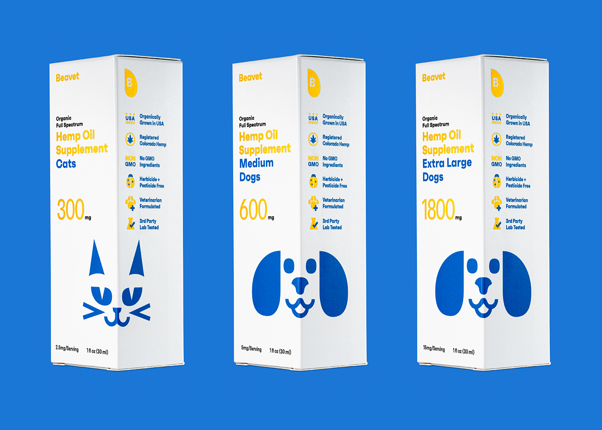 Beavet product variants boxes in a row — cat and dog products